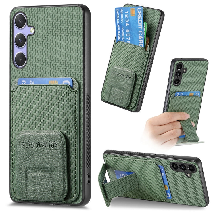 Custodia per telefono con supporto pieghevole per borsa in fibra di carbonio, For Samsung Galaxy A36, For Samsung Galaxy S25 5G, For Samsung Galaxy S25+ 5G, For Samsung Galaxy S25 Ultra 5G