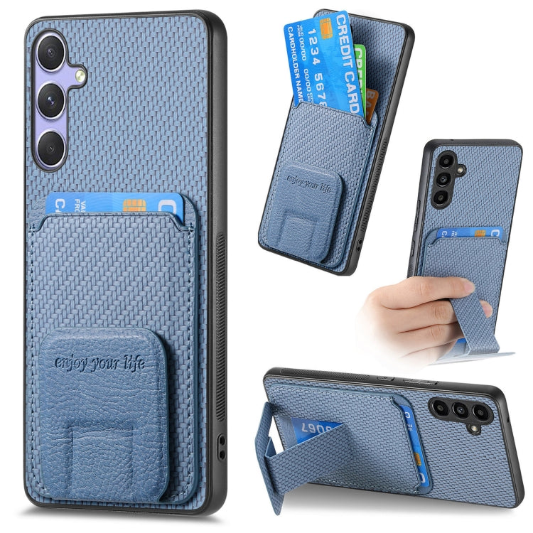Custodia per telefono con supporto pieghevole per borsa in fibra di carbonio, For Samsung Galaxy A36, For Samsung Galaxy S25 5G, For Samsung Galaxy S25+ 5G, For Samsung Galaxy S25 Ultra 5G