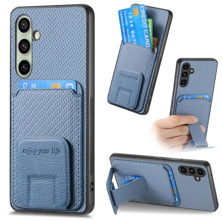 Custodia per telefono con supporto pieghevole per borsa in fibra di carbonio, For Samsung Galaxy A36, For Samsung Galaxy S25 5G, For Samsung Galaxy S25+ 5G, For Samsung Galaxy S25 Ultra 5G