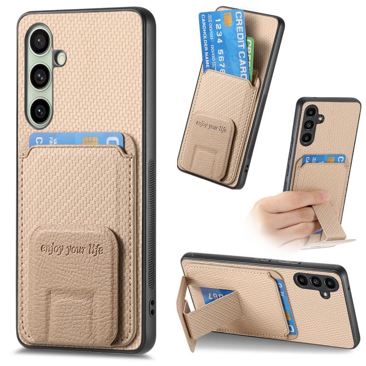 Custodia per telefono con supporto pieghevole per borsa in fibra di carbonio, For Samsung Galaxy A57 5G, For Samsung Galaxy A37 5G, For Samsung Galaxy S25 Edge 5G, For Samsung Galaxy A56 5G