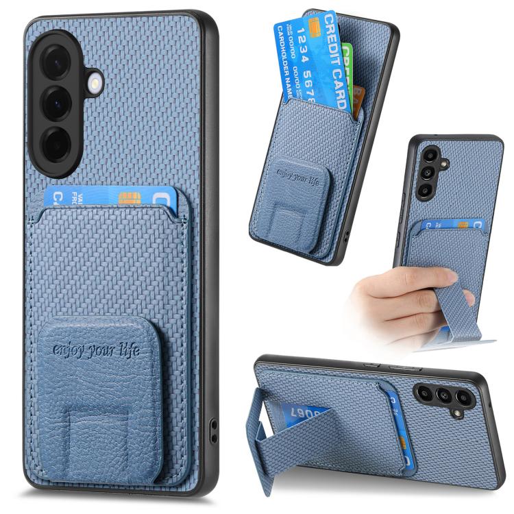 Custodia per telefono con supporto pieghevole per borsa in fibra di carbonio, For Samsung Galaxy A57 5G, For Samsung Galaxy A37 5G, For Samsung Galaxy S25 Edge 5G, For Samsung Galaxy A56 5G