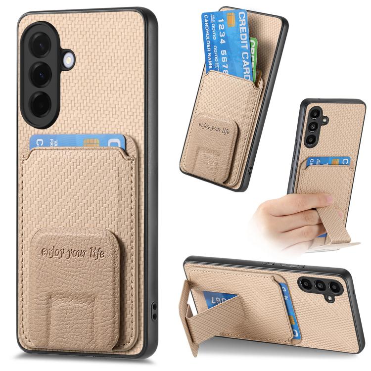 Custodia per telefono con supporto pieghevole per borsa in fibra di carbonio, For Samsung Galaxy A57 5G, For Samsung Galaxy A37 5G, For Samsung Galaxy S25 Edge 5G, For Samsung Galaxy A56 5G