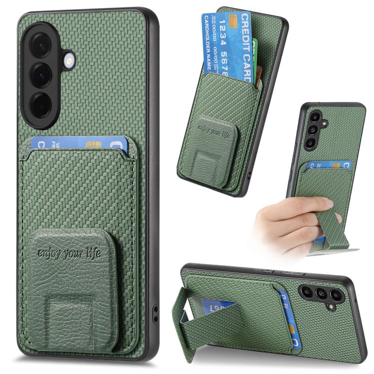 Custodia per telefono con supporto pieghevole per borsa in fibra di carbonio, For Samsung Galaxy A57 5G, For Samsung Galaxy A37 5G, For Samsung Galaxy S25 Edge 5G, For Samsung Galaxy A56 5G