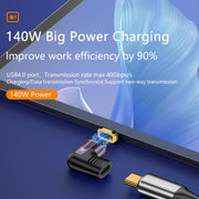 Adattatore magnetico OTG dati USB 4.0 da tipo C a tipo C da 40 Gbps da 140 W 5 A, 140W L-shape Elbow, 140W Straight Head, 140W Forward Elbow