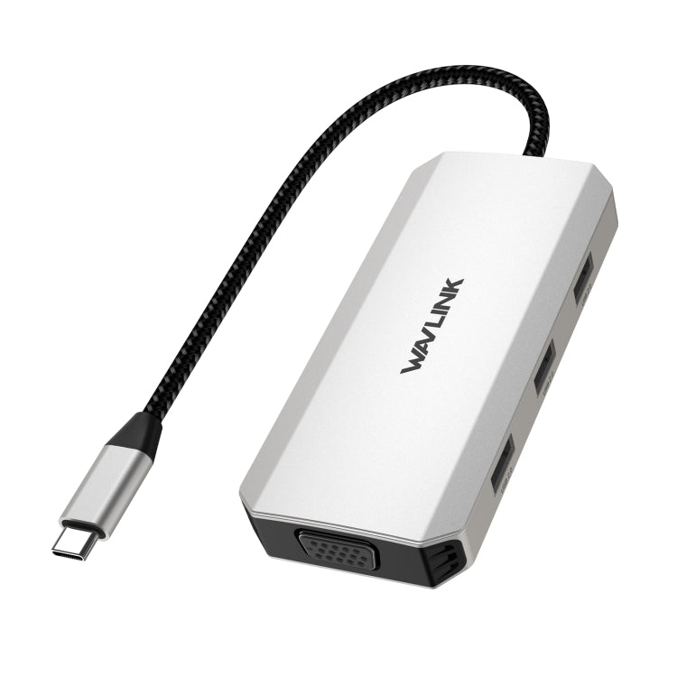 WAVLINK WL-UMD307 Da tipo C a 2DP + 4K HD + VGA + 3 x Docking station HUB USB 2.0, UMD307
