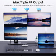 WAVLINK WL-UMD307 Da tipo C a 2DP + 4K HD + VGA + 3 x Docking station HUB USB 2.0, UMD307