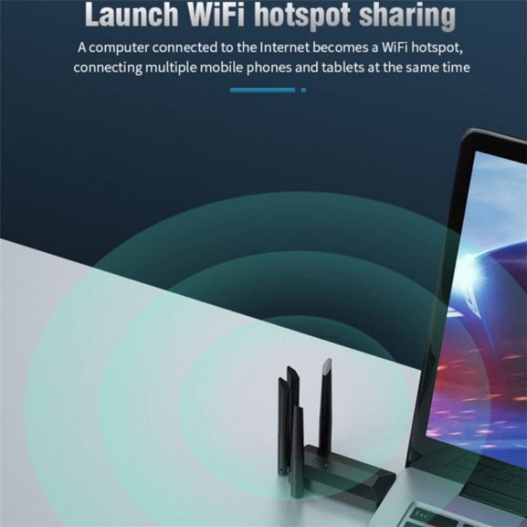 A07 Adattatore di rete per computer wireless ad alta velocità USB 3.0 dual-band a 4 antenne senza driver, A07