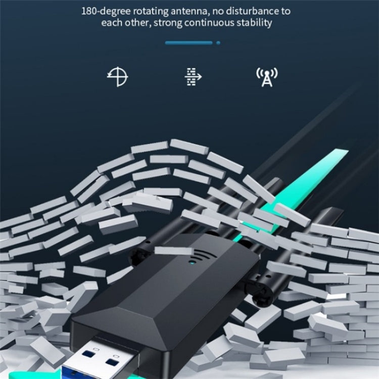 A07 Adattatore di rete per computer wireless ad alta velocità USB 3.0 dual-band a 4 antenne senza driver, A07