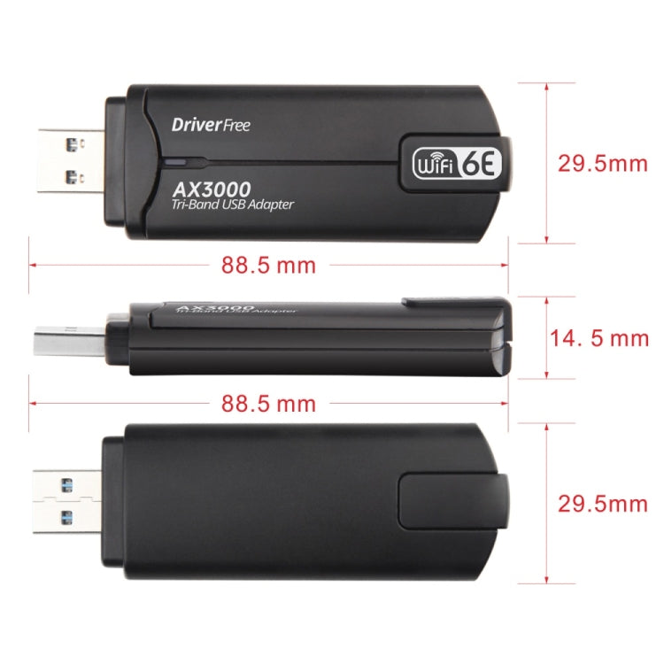 WD-AX3000 per PC desktop Ricevitore WiFi Scheda di rete wireless gratuita con driver USB 3.0 WiFi6, WD-AX3000