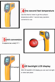 Termometro portatile GM320 con sensore di temperatura a infrarossi laser digitale, GM320