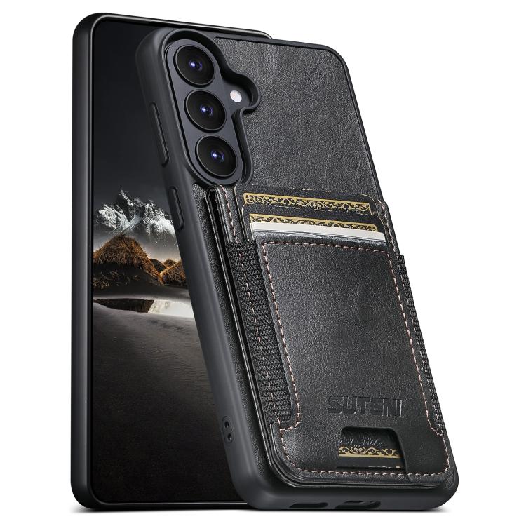 Custodia per telefono con supporto posteriore in pelle cerata a olio Suteni H03, For Samsung Galaxy S26+ 5G, For Samsung Galaxy S26 Ultra 5G, For Samsung Galaxy S25+ 5G, For Samsung Galaxy S25 Ultra 5G, For Samsung Galaxy S24 Ultra 5G                  ...