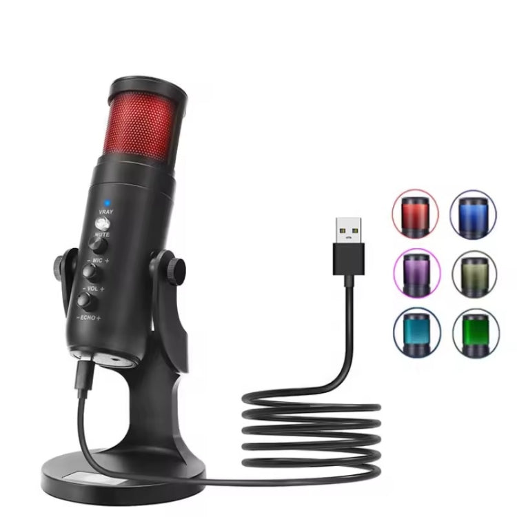 JMARY MC-PW9 Cavo USB Microfono Strumento di registrazione vocale Luce RGB, MC-PW9