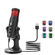 Microfono condensatore USB con luce RGB e controllo volume