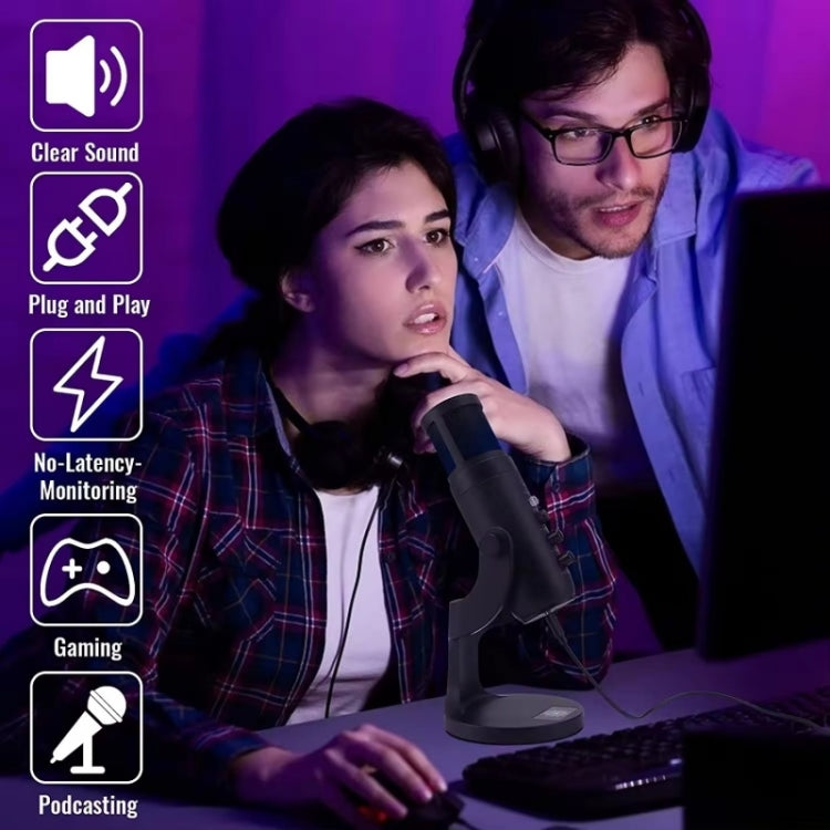 Microfono condensatore USB con luce RGB e controllo volume