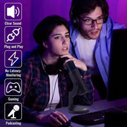 Microfono condensatore USB con luce RGB e controllo volume
