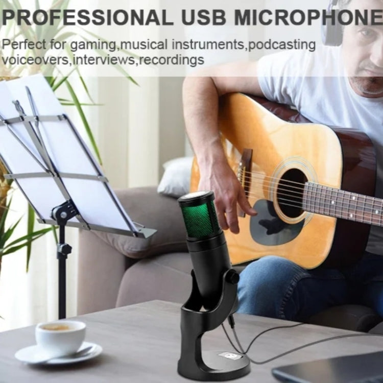 Microfono condensatore USB con luce RGB e controllo volume