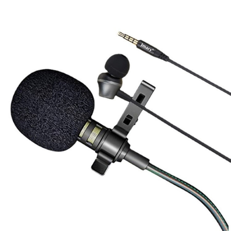 JMARY MC-R5 Microfono lavalier con cavo da 3,5 mm con auricolare per il monitoraggio del suono, lunghezza: 3 m, MC-R5