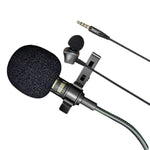 Microfono lavalier con auricolare e cavo 3,5 mm 3 m