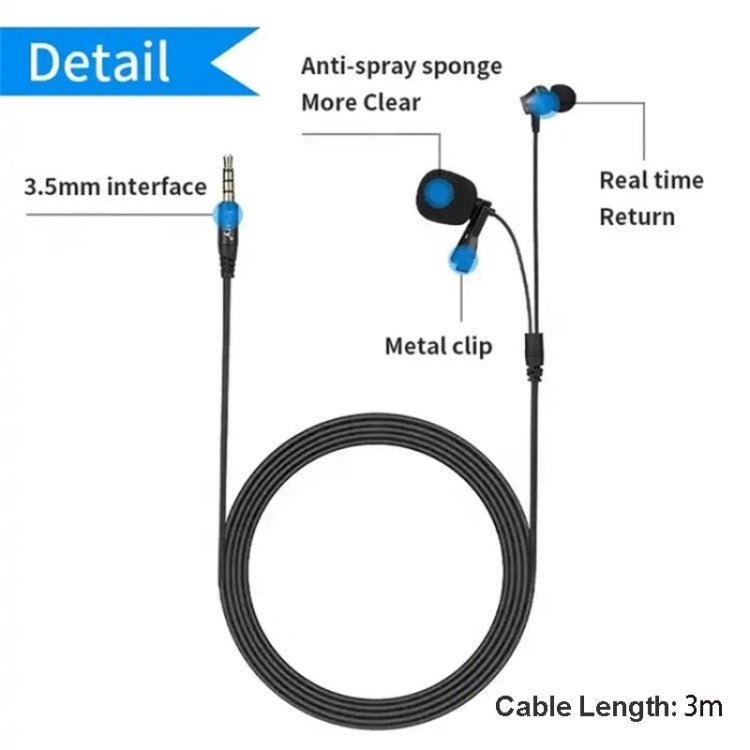 Microfono lavalier con auricolare e cavo 3,5 mm 3 m