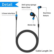 Microfono lavalier con auricolare e cavo 3,5 mm 3 m