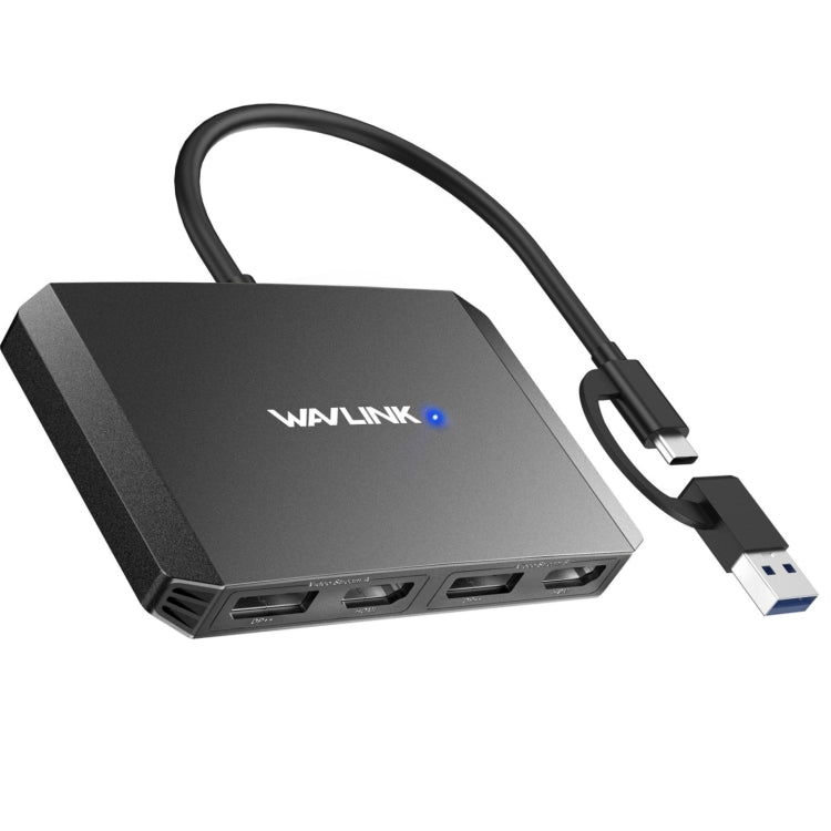 WAVLINK WL-UG69DH2 Splitter adattatore DisplayPort da USB+Tipo C a doppio monitor HD 4K