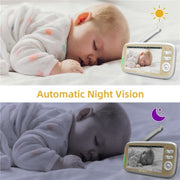 VB803 Ninne nanne integrate Telecamera di sicurezza per bambini HD con rotazione PTZ Monitor per bambini da 5 pollici, VB803