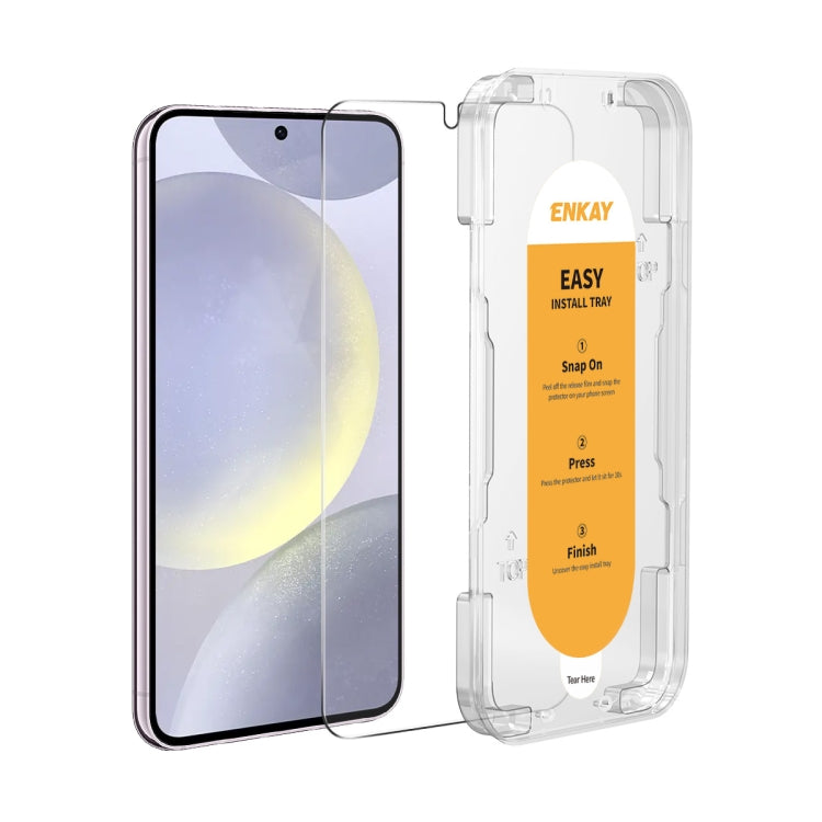 ENKAY Pellicola in vetro pieno di silicio ad alto contenuto di allumina da 0,18 mm di facile installazione, supporta lo sblocco a ultrasuoni, For Samsung Galaxy S24 Ultra 5G, For Samsung Galaxy S24+ 5G, For Samsung Galaxy S24 5G                        ...