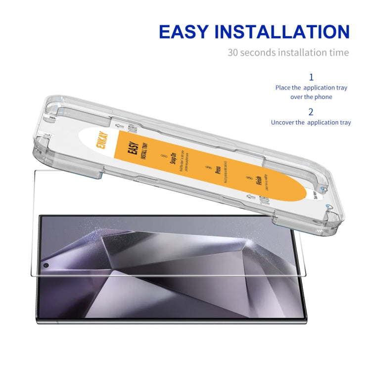 ENKAY Pellicola in vetro pieno di silicio ad alto contenuto di allumina da 0,18 mm di facile installazione, supporta lo sblocco a ultrasuoni, For Samsung Galaxy S24 Ultra 5G, For Samsung Galaxy S24+ 5G, For Samsung Galaxy S24 5G                        ...
