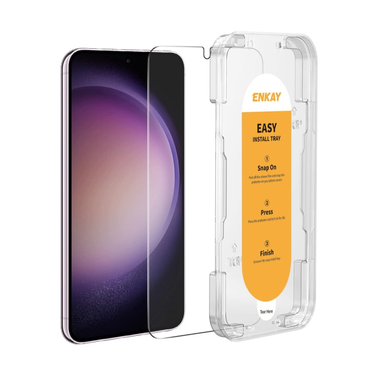 ENKAY Pellicola in vetro pieno di silicio ad alto contenuto di allumina da 0,18 mm di facile installazione, supporta lo sblocco a ultrasuoni, For Samsung Galaxy S24 Ultra 5G, For Samsung Galaxy S24+ 5G, For Samsung Galaxy S24 5G                        ...