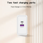 Caricatore per cellulare con protocollo completo USB 67 W / PD 33 W, ricarica super veloce, presa UK, UK Plug