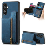 Custodia per telefono posteriore con cerniera in pelle retrò, For Samsung Galaxy S23 FE 5G, For Samsung Galaxy M14, For Samsung Galaxy A24, For Samsung Galaxy A34 5G