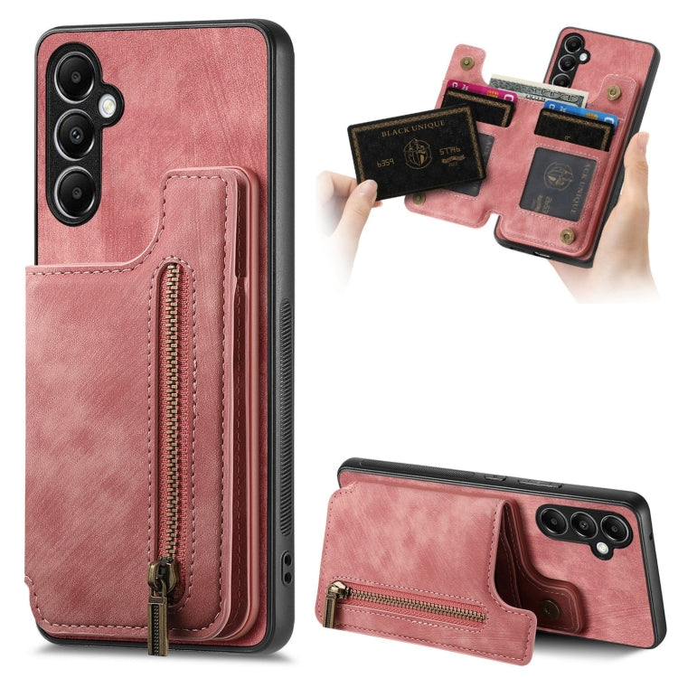 Custodia per telefono posteriore con cerniera in pelle retrò, For Samsung Galaxy S23 FE 5G, For Samsung Galaxy M14, For Samsung Galaxy A24, For Samsung Galaxy A34 5G