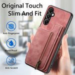 Custodia per telefono posteriore con cerniera in pelle retrò, For Samsung Galaxy A54 5G, For Samsung Galaxy A04 4G, For Samsung Galaxy M53 5G, For Samsung Galaxy M33