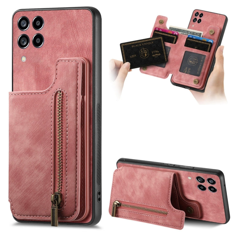 Custodia per telefono posteriore con cerniera in pelle retrò, For Samsung Galaxy A54 5G, For Samsung Galaxy A04 4G, For Samsung Galaxy M53 5G, For Samsung Galaxy M33