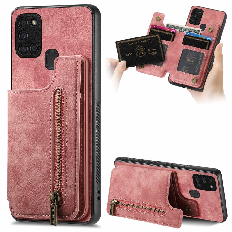 Custodia per telefono posteriore con cerniera in pelle retrò, For Samsung Galaxy A54 5G, For Samsung Galaxy A04 4G, For Samsung Galaxy M53 5G, For Samsung Galaxy M33