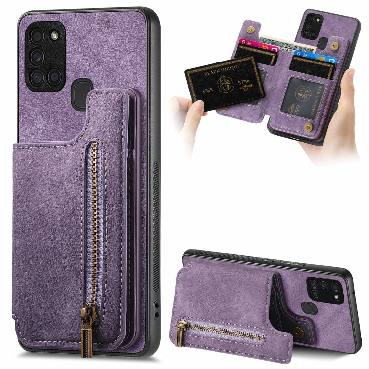 Custodia per telefono posteriore con cerniera in pelle retrò, For Samsung Galaxy A54 5G, For Samsung Galaxy A04 4G, For Samsung Galaxy M53 5G, For Samsung Galaxy M33