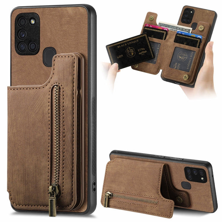 Custodia per telefono posteriore con cerniera in pelle retrò, For Samsung Galaxy A54 5G, For Samsung Galaxy A04 4G, For Samsung Galaxy M53 5G, For Samsung Galaxy M33