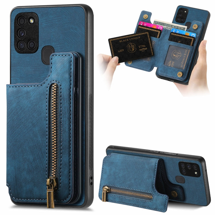 Custodia per telefono posteriore con cerniera in pelle retrò, For Samsung Galaxy A54 5G, For Samsung Galaxy A04 4G, For Samsung Galaxy M53 5G, For Samsung Galaxy M33