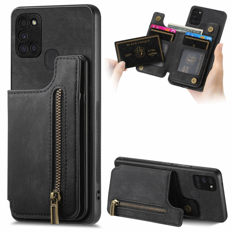 Custodia per telefono posteriore con cerniera in pelle retrò, For Samsung Galaxy A54 5G, For Samsung Galaxy A04 4G, For Samsung Galaxy M53 5G, For Samsung Galaxy M33