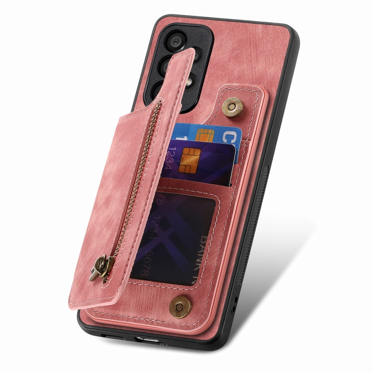 Custodia per telefono posteriore con cerniera in pelle retrò, For Samsung Galaxy A73 5G, For Samsung Galaxy A33 5G, For Samsung Galaxy A13 4G, For Samsung Galaxy M32 4G