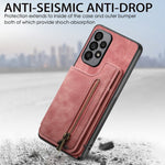 Custodia per telefono posteriore con cerniera in pelle retrò, For Samsung Galaxy A73 5G, For Samsung Galaxy A33 5G, For Samsung Galaxy A13 4G, For Samsung Galaxy M32 4G