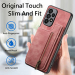 Custodia per telefono posteriore con cerniera in pelle retrò, For Samsung Galaxy A73 5G, For Samsung Galaxy A33 5G, For Samsung Galaxy A13 4G, For Samsung Galaxy M32 4G