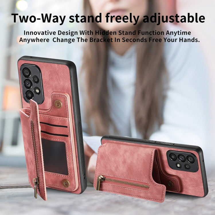 Custodia per telefono posteriore con cerniera in pelle retrò, For Samsung Galaxy A73 5G, For Samsung Galaxy A33 5G, For Samsung Galaxy A13 4G, For Samsung Galaxy M32 4G