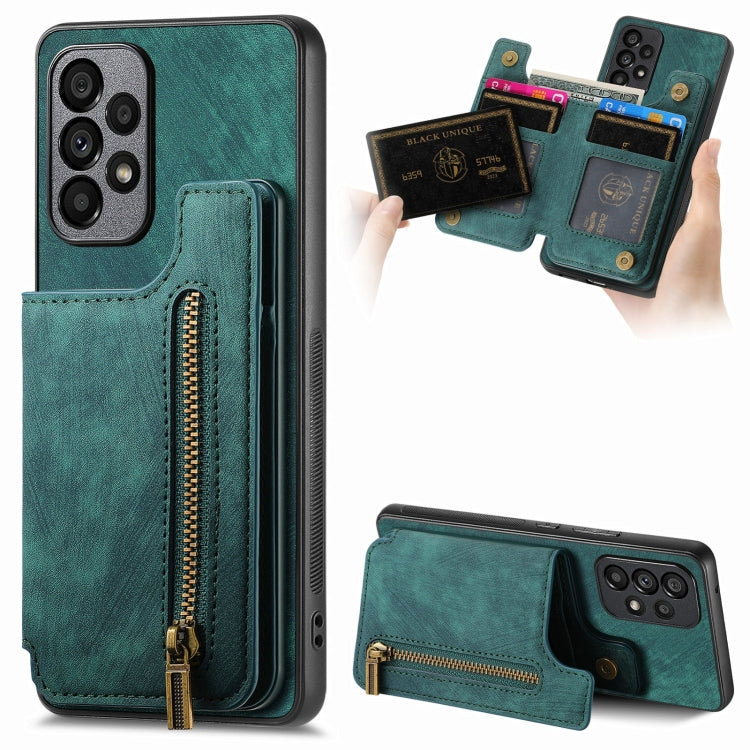 Custodia per telefono posteriore con cerniera in pelle retrò, For Samsung Galaxy A73 5G, For Samsung Galaxy A33 5G, For Samsung Galaxy A13 4G, For Samsung Galaxy M32 4G
