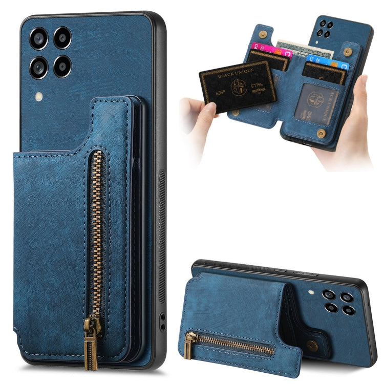 Custodia per telefono posteriore con cerniera in pelle retrò, For Samsung Galaxy A73 5G, For Samsung Galaxy A33 5G, For Samsung Galaxy A13 4G, For Samsung Galaxy M32 4G