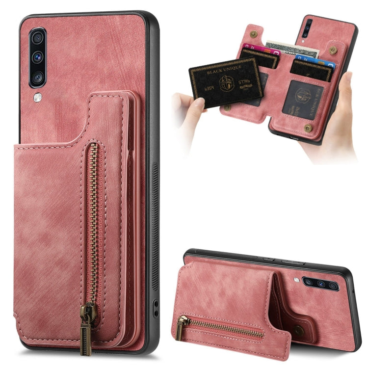 Custodia per telefono posteriore con cerniera in pelle retrò, For Samsung Galaxy S20 FE, For Samsung Galaxy A52 4G/5G, For Samsung Galaxy A72 4G/5G, For Samsung Galaxy A70/A70s