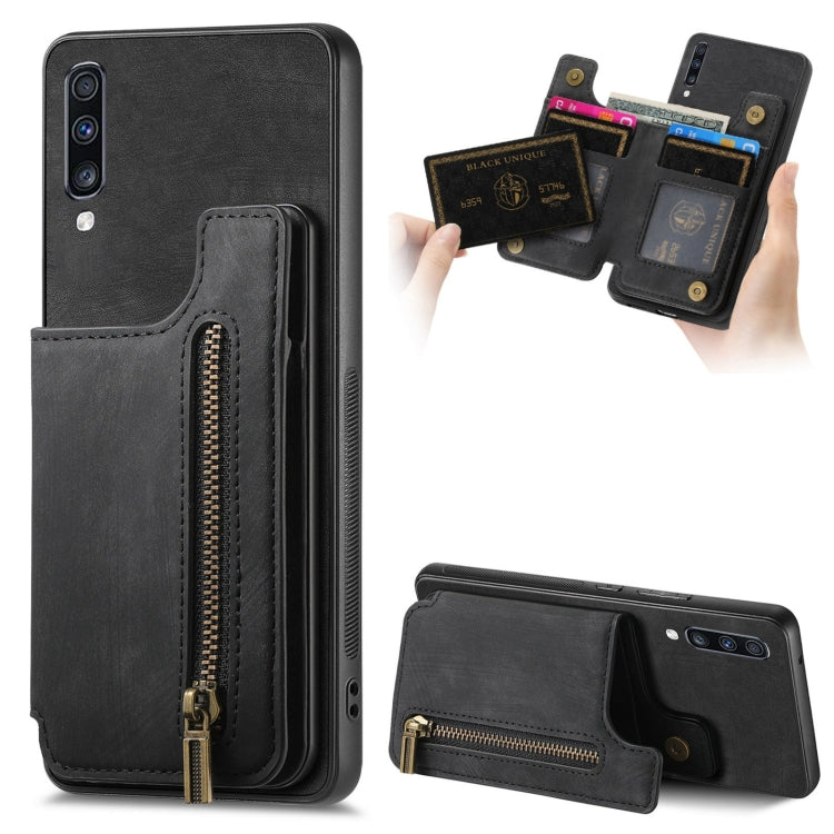 Custodia per telefono posteriore con cerniera in pelle retrò, For Samsung Galaxy S20 FE, For Samsung Galaxy A52 4G/5G, For Samsung Galaxy A72 4G/5G, For Samsung Galaxy A70/A70s