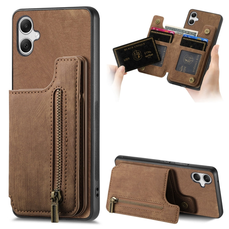 Custodia per telefono posteriore con cerniera in pelle retrò, For Samsung Galaxy A54 5G, For Samsung Galaxy A04 4G, For Samsung Galaxy M53 5G, For Samsung Galaxy M33