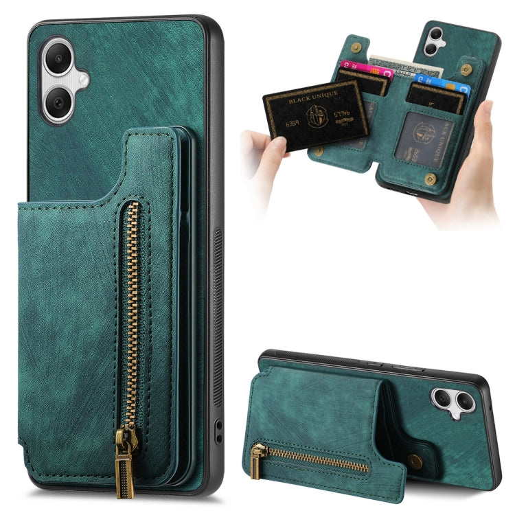 Custodia per telefono posteriore con cerniera in pelle retrò, For Samsung Galaxy A54 5G, For Samsung Galaxy A04 4G, For Samsung Galaxy M53 5G, For Samsung Galaxy M33