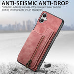 Custodia per telefono posteriore con cerniera in pelle retrò, For Samsung Galaxy A22 4G, For Samsung Galaxy A22 5G, For Samsung Galaxy A32 4G, For Samsung Galaxy A32 5G